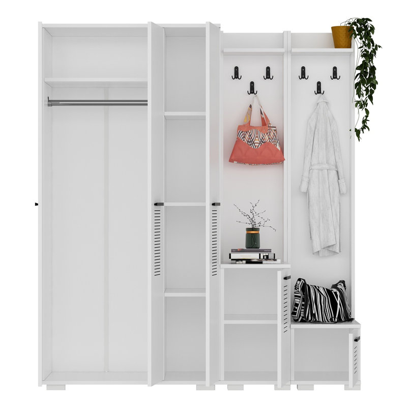 Aithusa Hall Tree with Shoe Storage, White