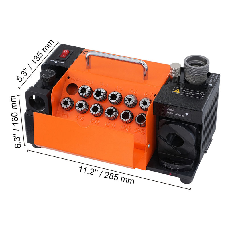 MR-13A Drill Bits Sharpener 3-13mm Bits Grinder Sharpener & 11 Collets