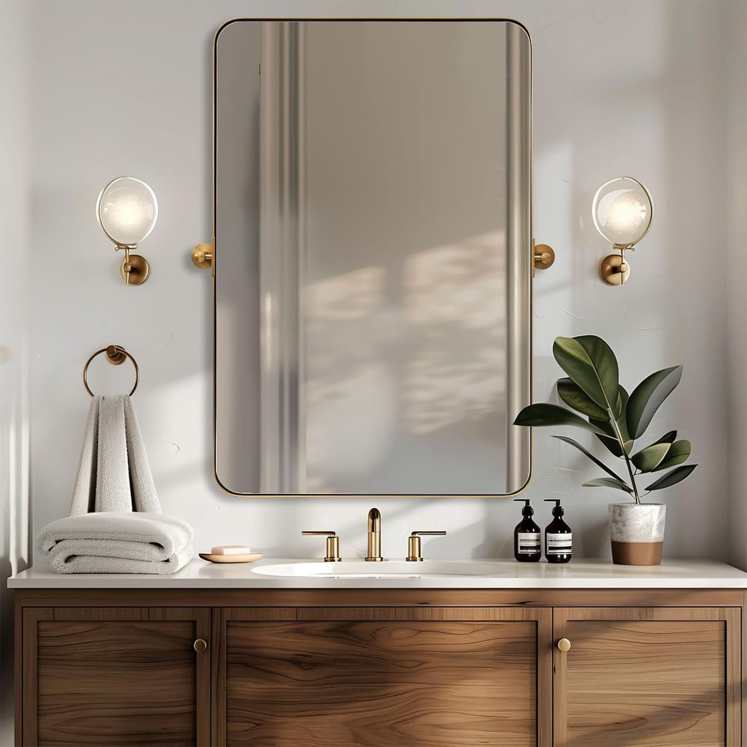 Ebern Designs Stainless Steel Frame Pivot Tilt Rectangle Bathroom/ Vanity Mirrors | Wayfair