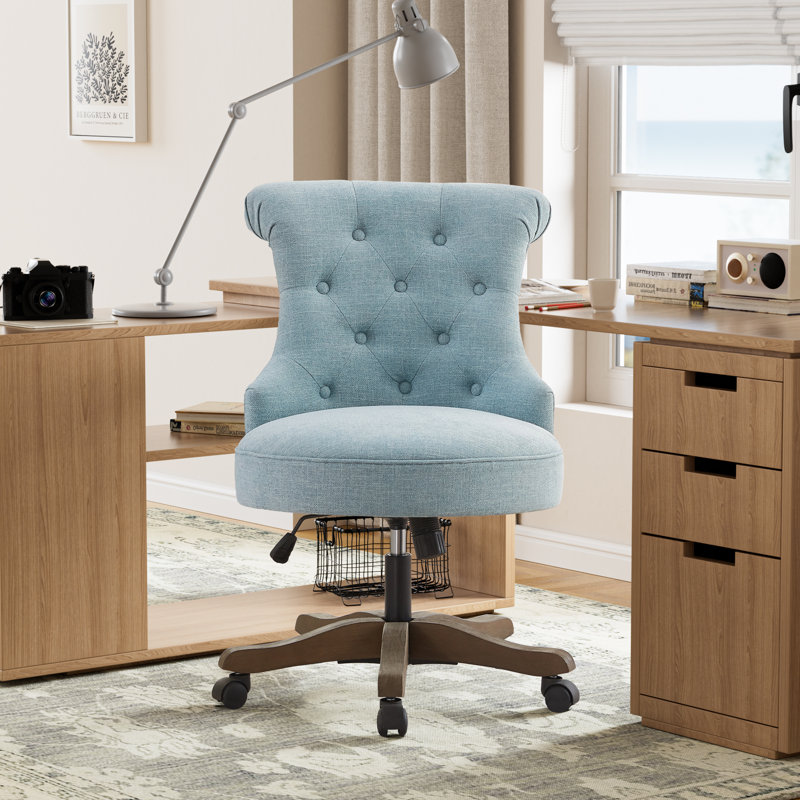 Asyra Wide Back Tufted Swivel Task Chair, Teal
