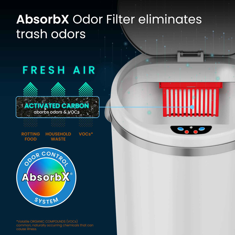 Motion Sensor Trash Can, Ivory White