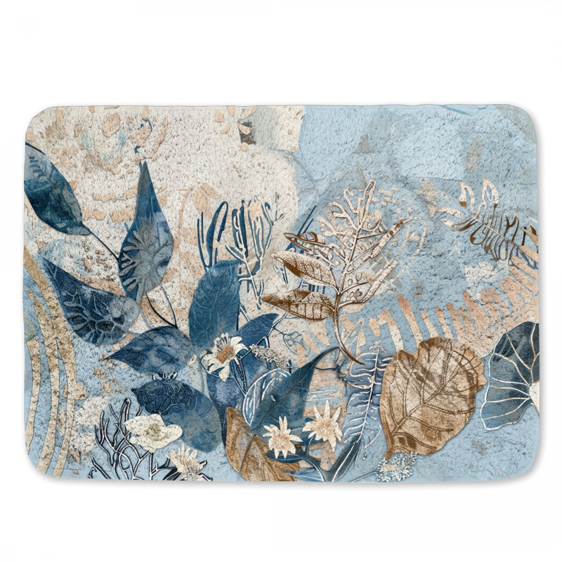 Tapis de bain Botanical illustration Botanical Bathroom Decor Contemporary, L 17 po x L 24 po