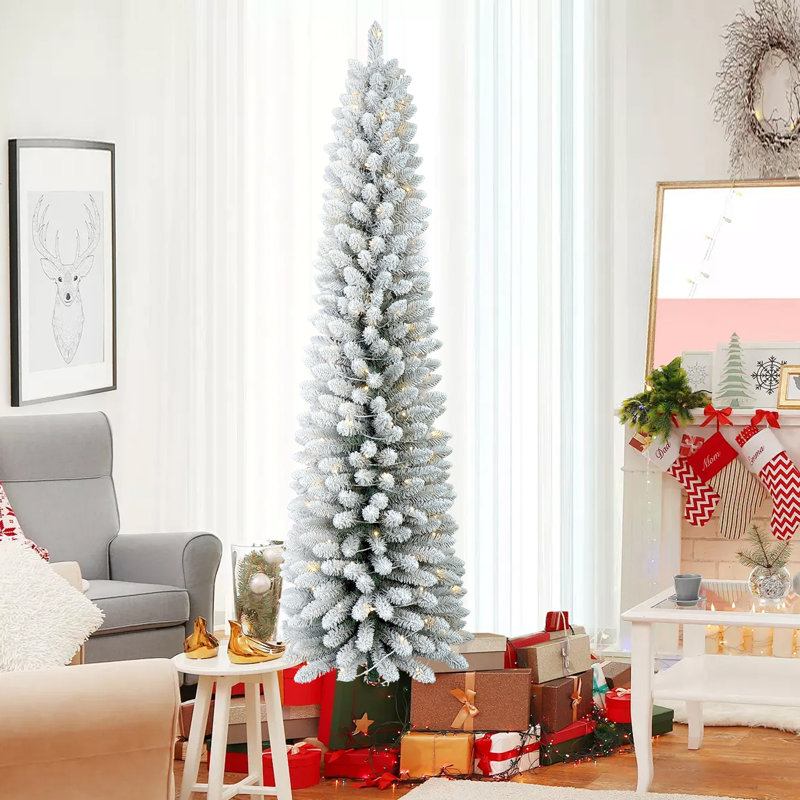 Arbre de Noël pré-éclairé en velours texturé, 7'