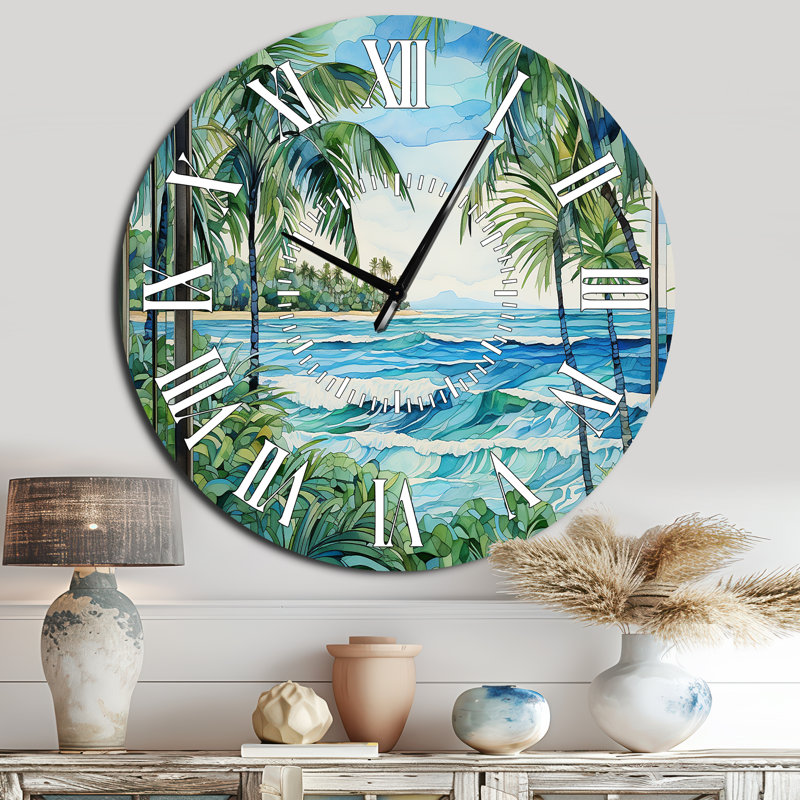 Horloge murale Tropical Beach, Surdimensionné