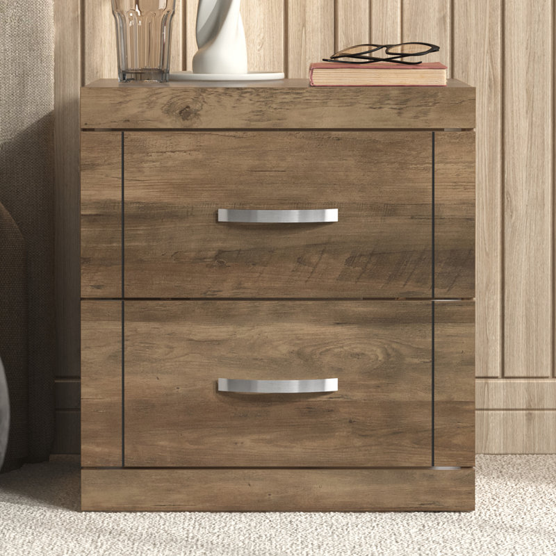 Avigail 20.31" 2 Drawer Nightstand, Knotty Oak, Individual