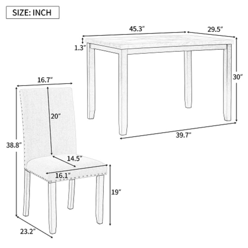 4 - Person Four Leg Dining Set, White