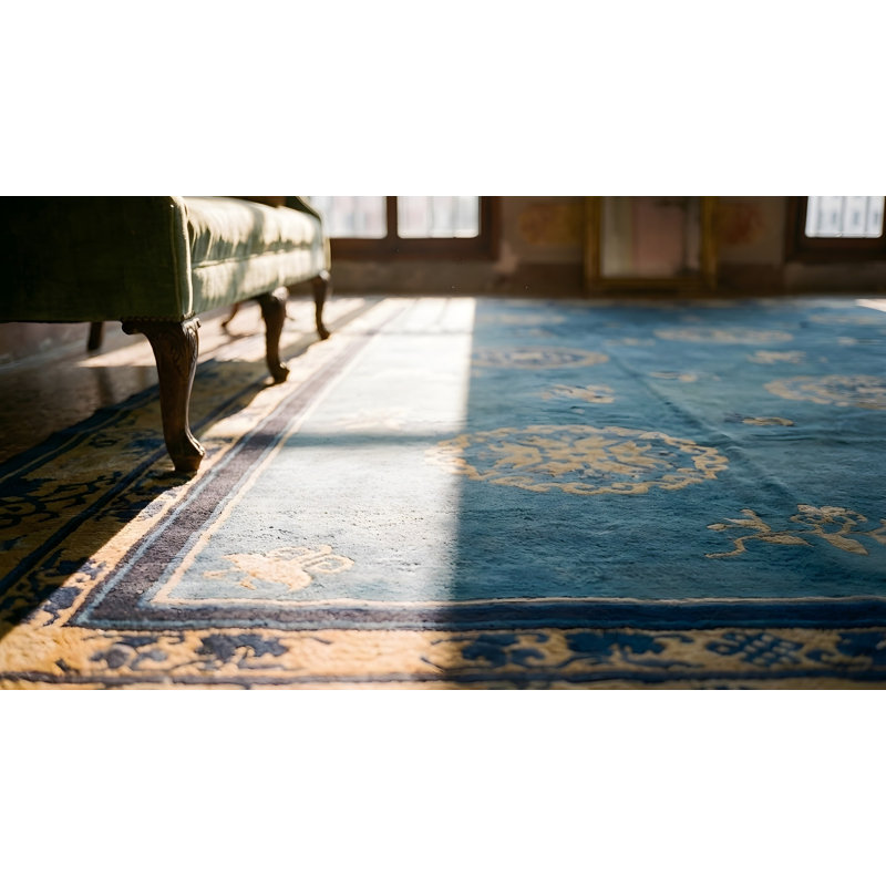 Antique Peking Chinese Allover Blue 1920s Rug