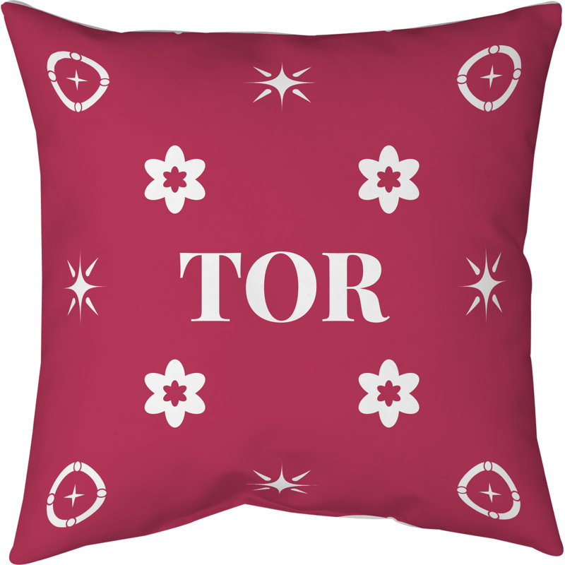 Coussin en coton Toronto, Toronto / blanc / rouge, H 16 po x l 16 po