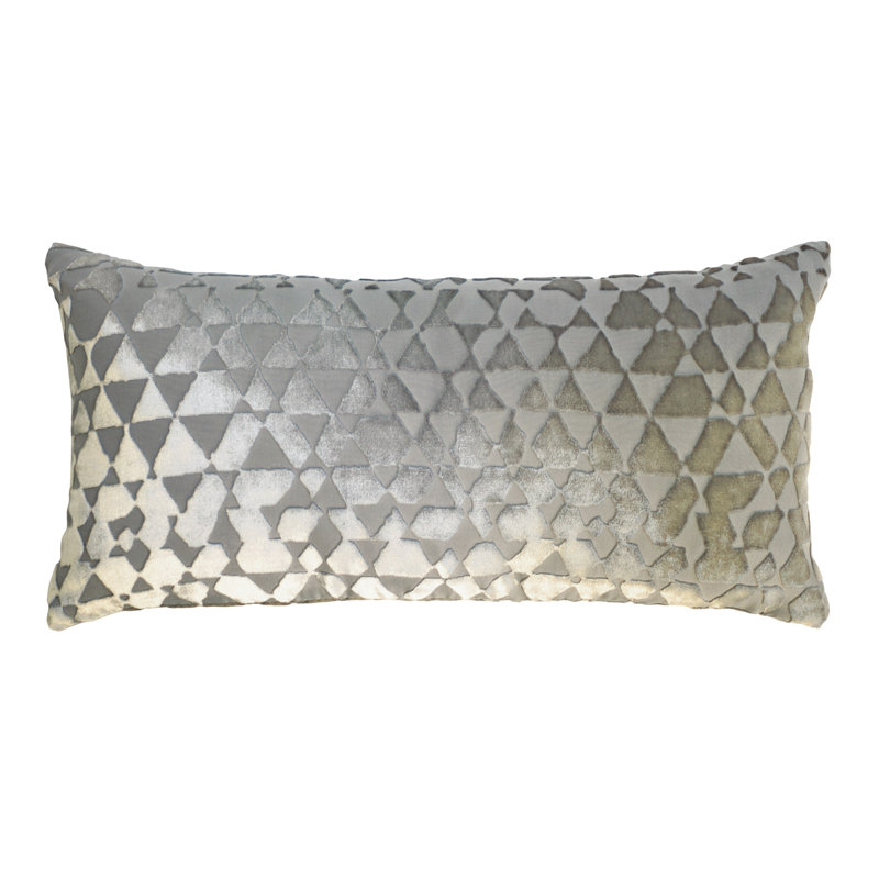  Rectangle Velvet Pillow Cover & Insert, Nickel, 7" x 15"