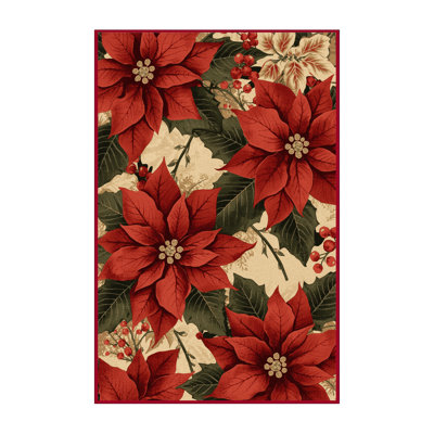 Soft Plush Favela Christmas Modern & Contemporary Abstract Area Rug in Red – Red Binding