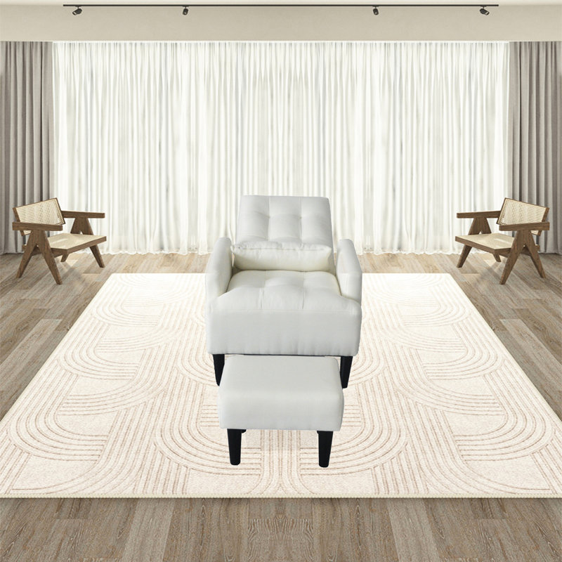 Fauteuil inclinable en tissu doux blanc crème pour le salon, salle de loisirs ergonomique blanche et apaisante