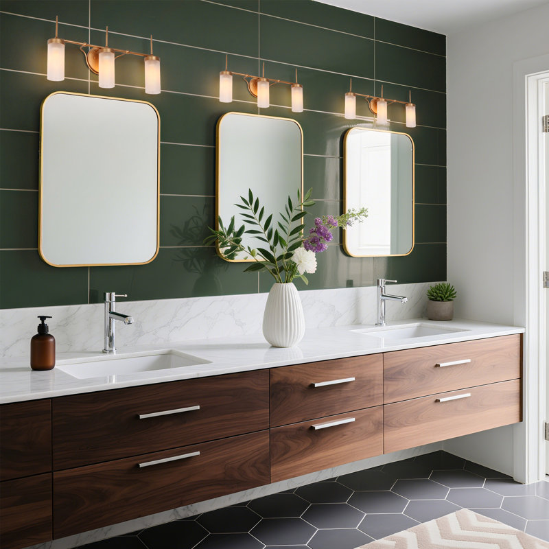 Carma 3 - Light Dimmable Modern Frosted Glass Shade Brass Vanity Light