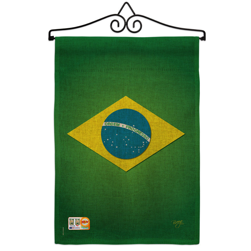 2 côtés du brésil du monde en toile jute à 2 côtés 19 x 13 po drapeau de jardin