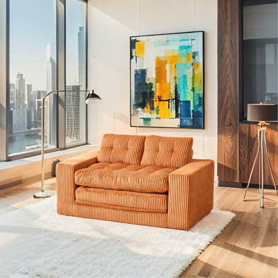 Loveseat Sofa Bed With Memory Foam & Steel Frame - No Assembly, Convertible 2-In-1 Design, Corduroy Fabric - Compact Couch For Small Spaces, Apartments, Home Office & Bedroom