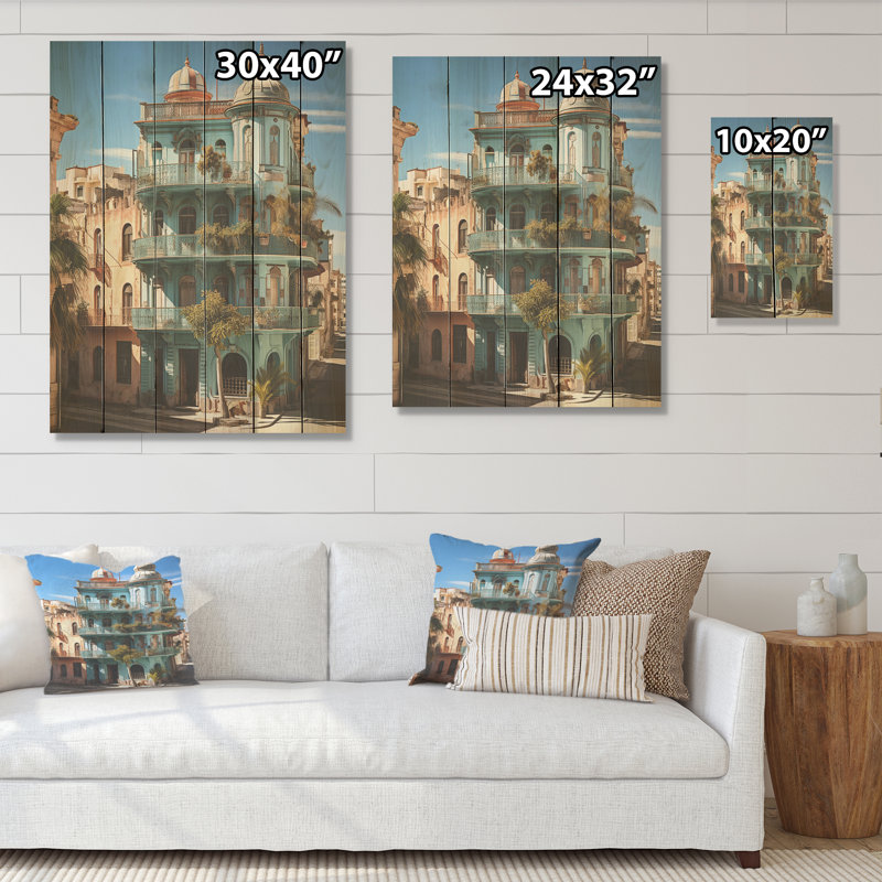 «Cuba Architecture Heritage I - Cuba Landscape», art mural sur bois de pin naturel, H 20 po x l 10 po