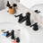 Matte Black Bathroom Sink Faucets, 8 Inch Widespread With Pop Up Drain And Double Lever Handle Basin 2 Mixer-128724093