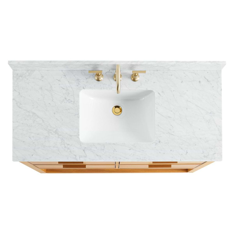 Dayton 48" Woodgrain Vanity With Carrara Marble Top