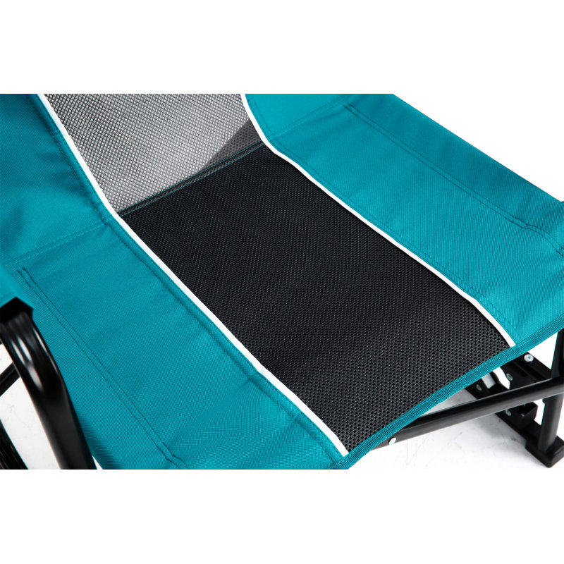 Chaise berçante pliante portative pour l'extérieur, Bleu / gris