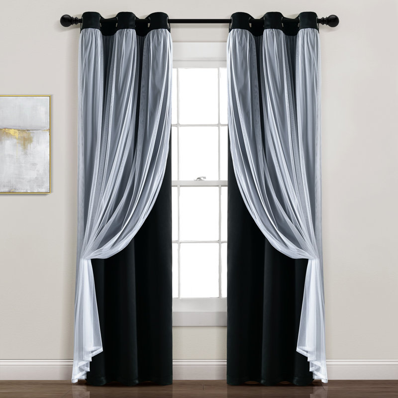 Blackout Curtain Pair, Black, 38" W x 84" L
