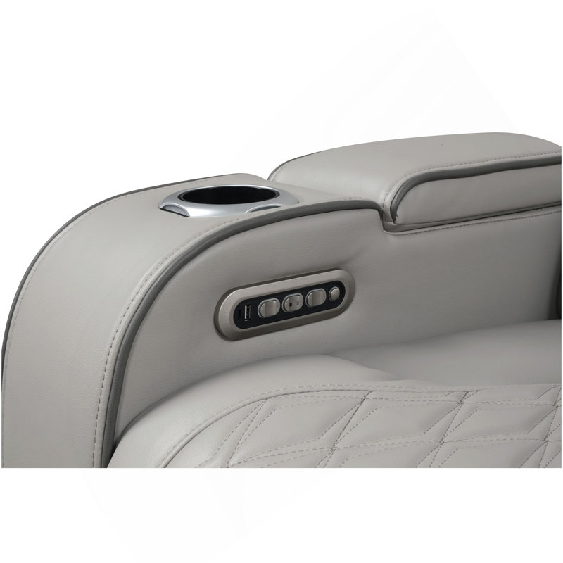 Canapé modulaire inclinable électrique Fortuner de style moderne avec haut-parleur Bluetooth et DEL en bois et en métal, fonction de massage incluse - Gris