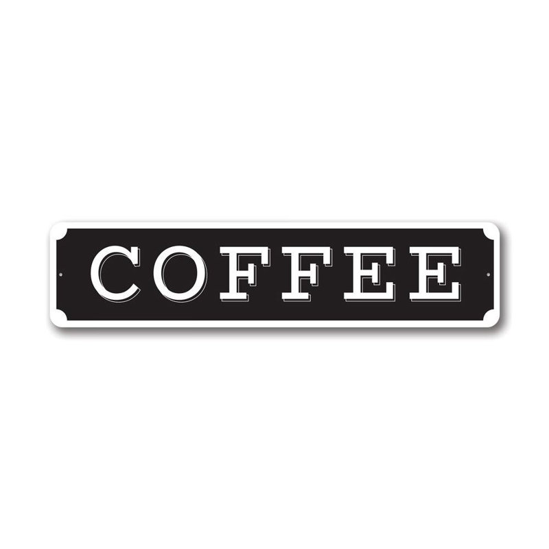 Enseigne café en aluminium, H 4 po x l 18 po x P 0,04 po