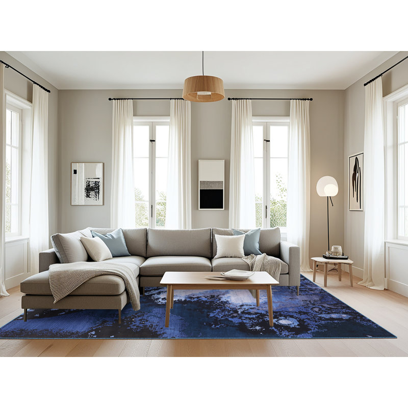 Tapis abstrait bleu, Rectangle 8 pi x 12 pi