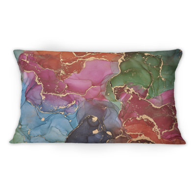 Purple And Blue Liquid Art II - Modern Printed Throw Pillow 1