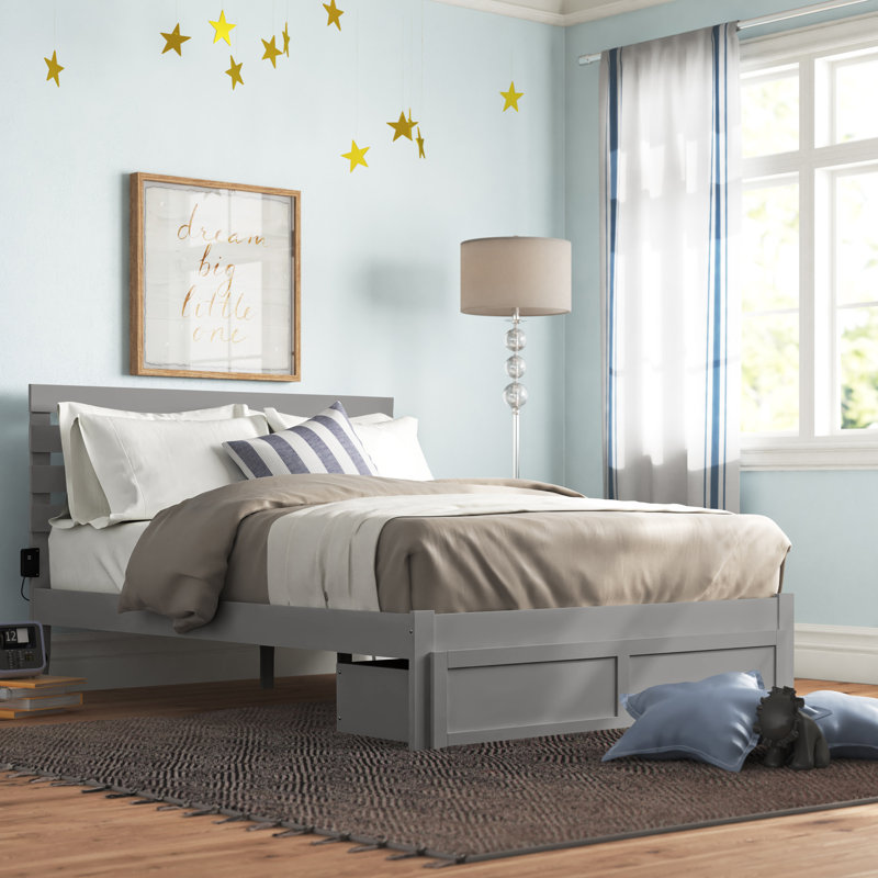 Lit plateforme avec rangement sous le lit Jaqson, Blanc, Grand
