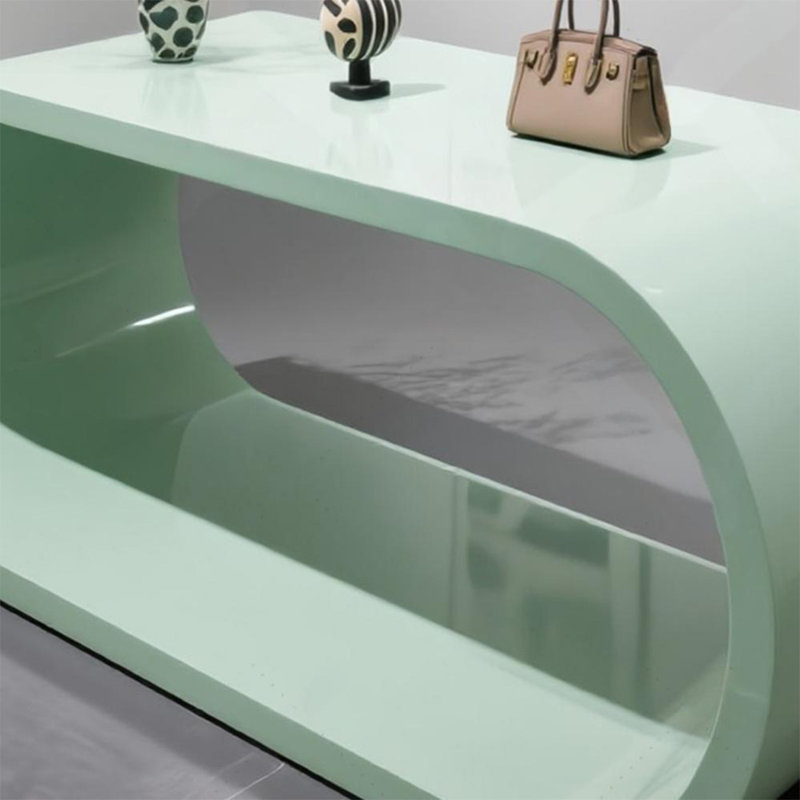 Table de présentation à anneaux lustrés vert clair, H 29,53 po x l 78,74 po x P 23,62 po