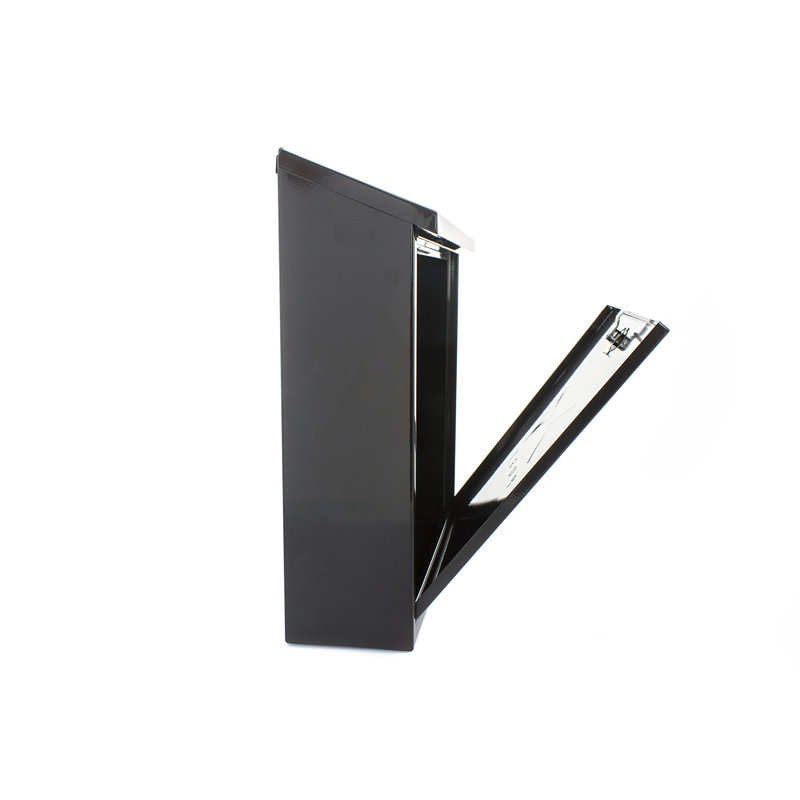Contemporary Wall Mounted Reverse Mounting Galvanised Steel Lockable Weatherproof Post Box -36x36x11cm, Black