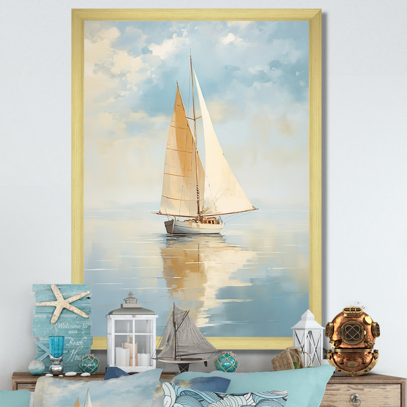 Voilier «Whispering Breezes I» - Bateau encadré, art encadré, H 32 po x l 24 po x P 1 po, Cadre doré simple