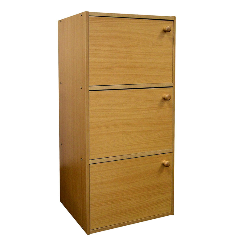 3 bibliothèques avec portes, d'une hauteur de 35,5 po - La finition naturelle embellit l'apparence du bureau, du salon et de la pièce - De grandes portes en bois rehaussent le décor