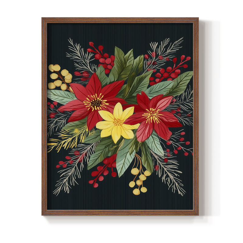 Christmas Holiday Art CIX Framed Print - Solid Wood, H 21 po x l 17 po, Noyer