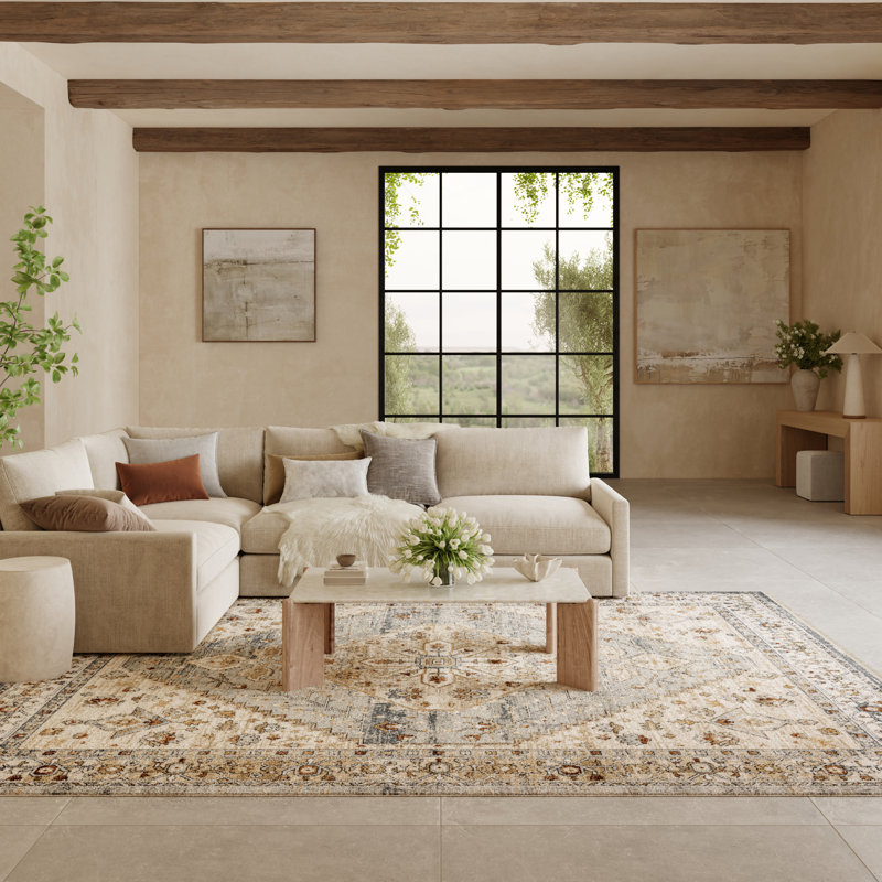 Tapis taupe Nourison Pardis, Rectangle 7 pi 10 po x 9 pi 10 po
