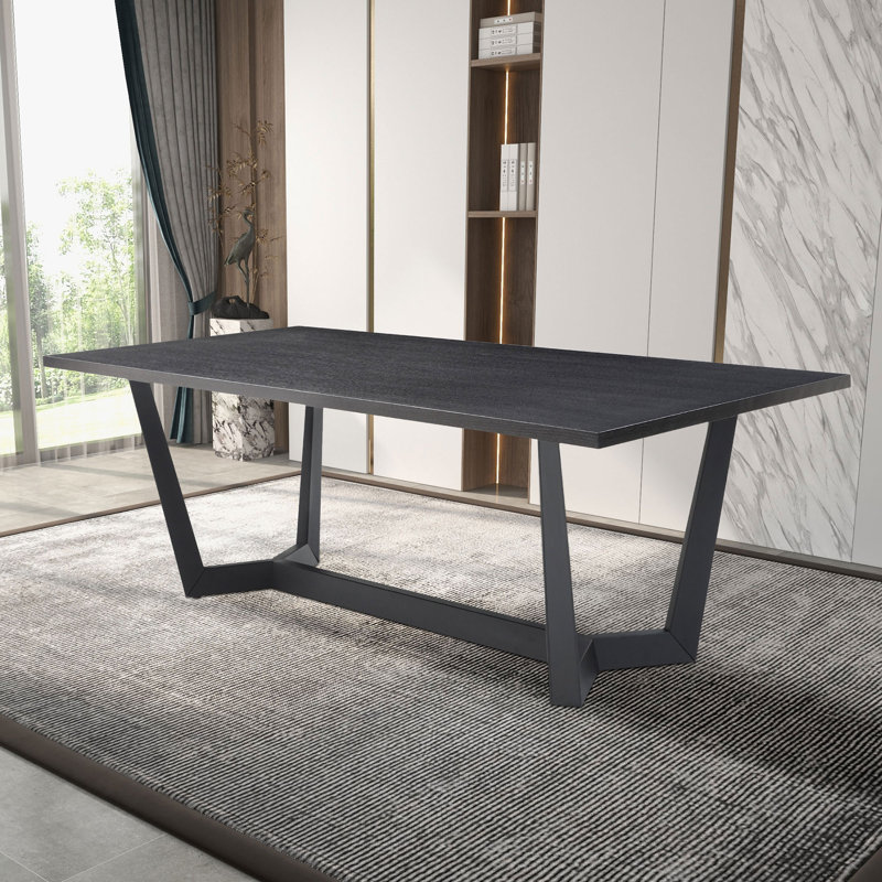 Table de salle à manger Azzahra, L 35,43 po x L 70,86 po, Noir
