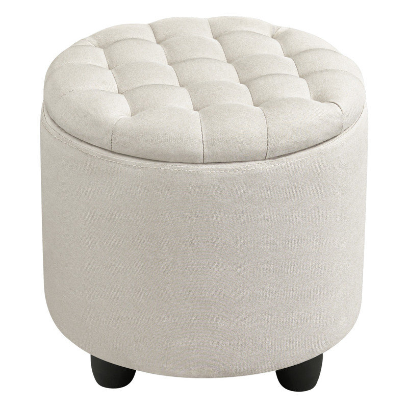 Petit repose-pieds capitonné avec rangement Modern, Blanc