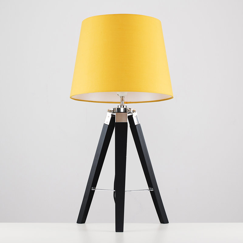 Hawarth Wood Tripod Lamp, Beige, Black, Yes