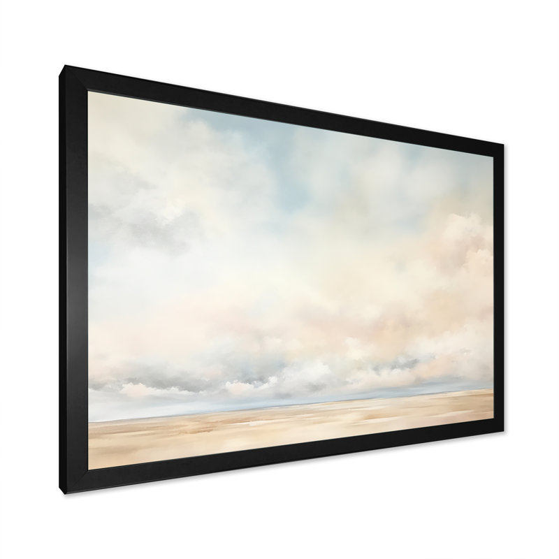 Minimalisme, ciel nuageux, paysage I sur toile, H 34 po x l 44 po x P 1,5 po, Cadre simple noir