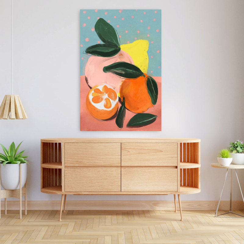 Art contemporain avec paysage abstrait ludique, H 48 po x l 32 po