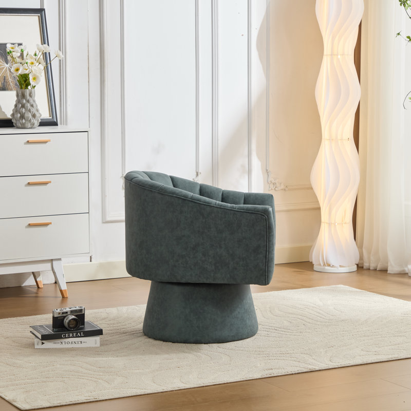 Fauteuil demi-tonneau pivotant en similicuir, Marine