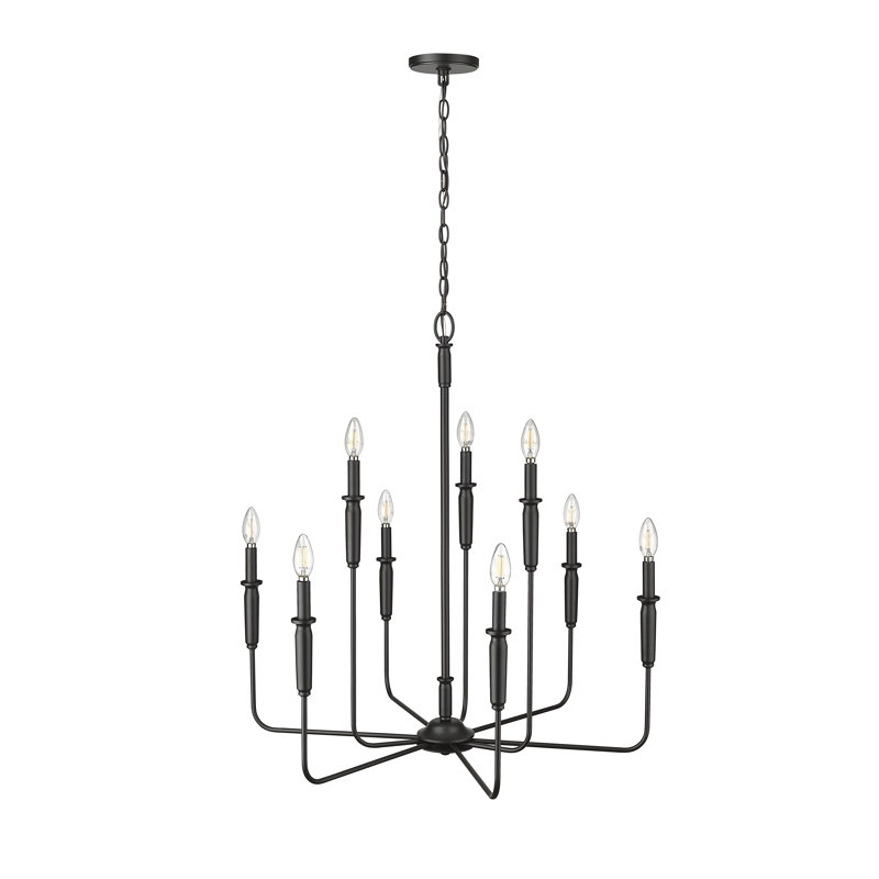 Savanne 9 - Light 31.9" Wide Dimmable Chandelier, Matte Black