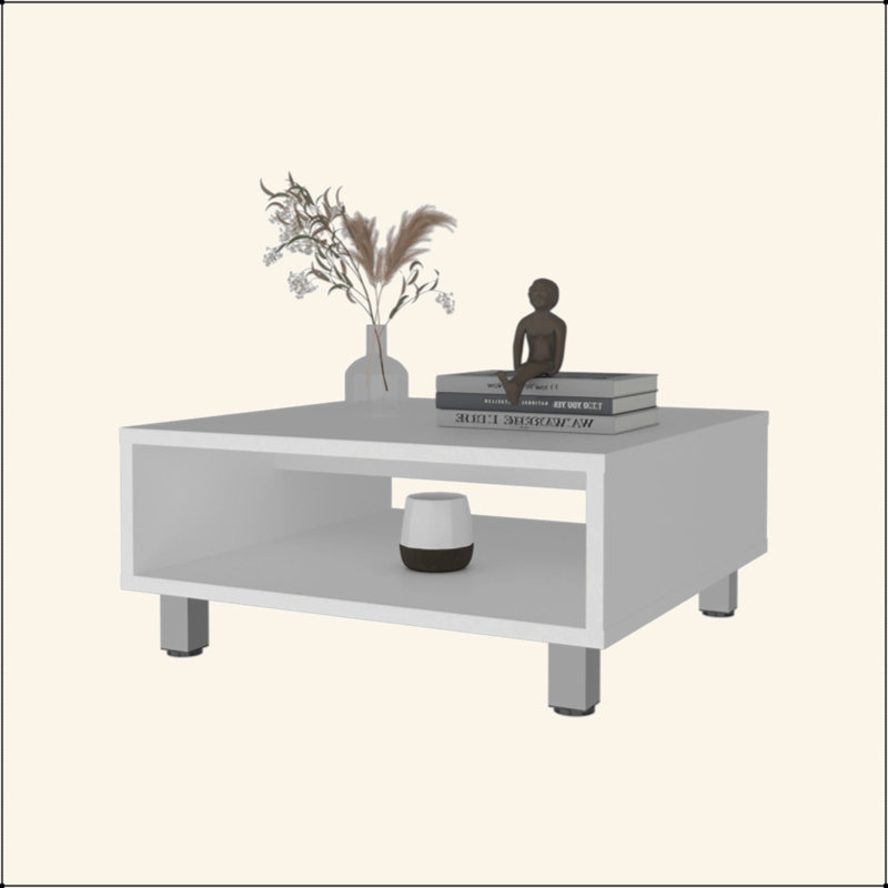 Table basse blanche avec rangement ouvert, Blanc