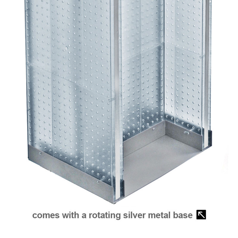 Orange Plastic H-Shaped Pegboard Floor Display with Metal Base