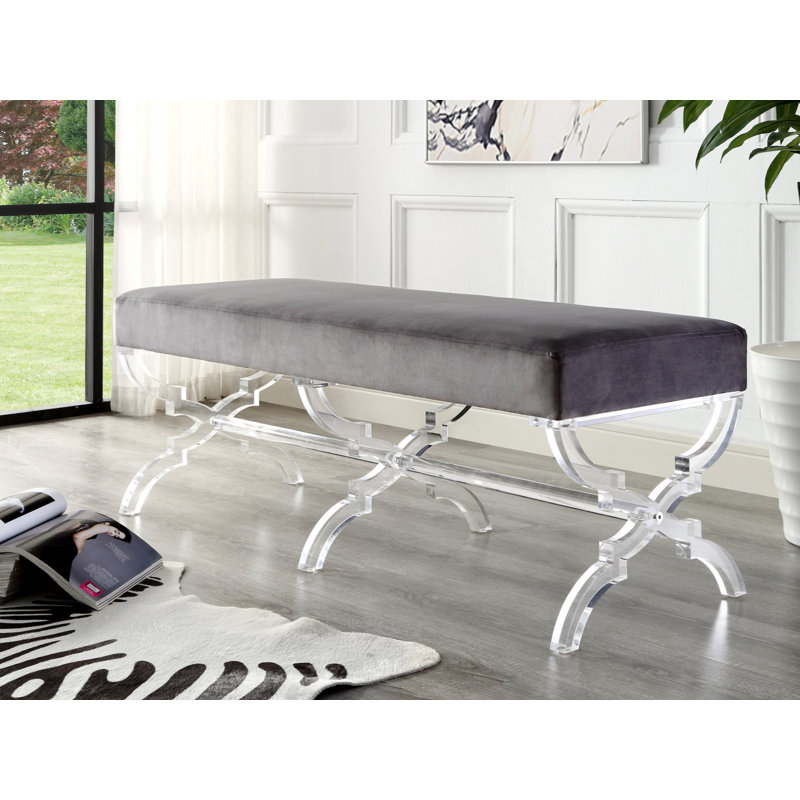 Banc en velours Giselle, Gris