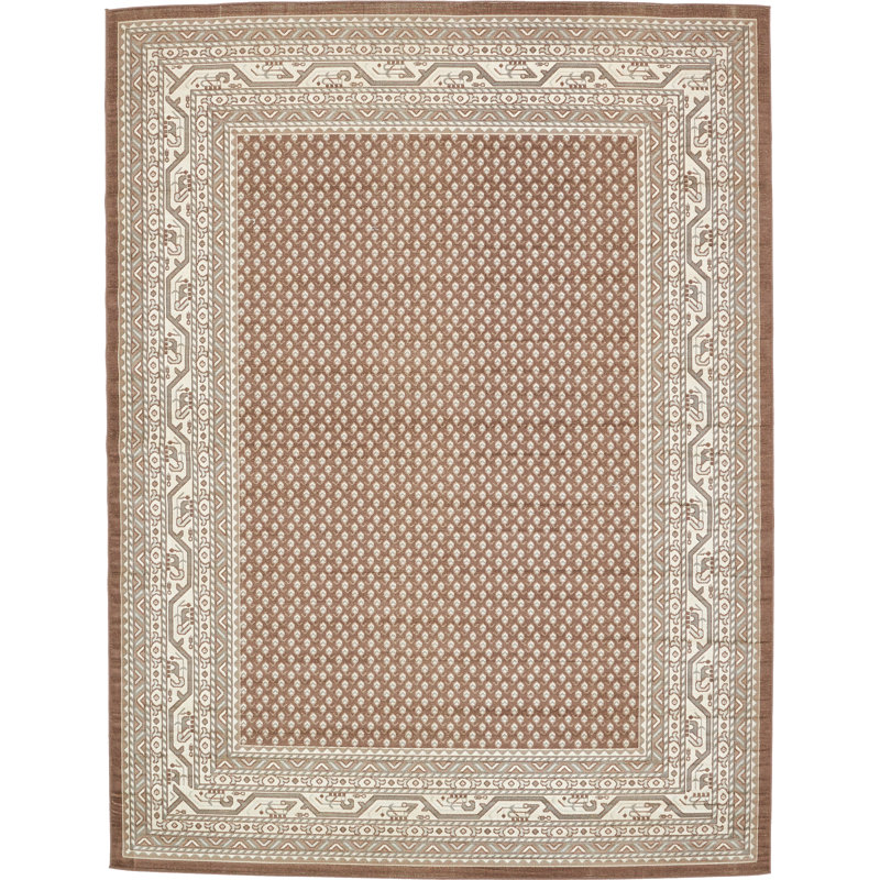 Swinson Geometric Area Rug, Rectangle 9' x 12'2", Brown