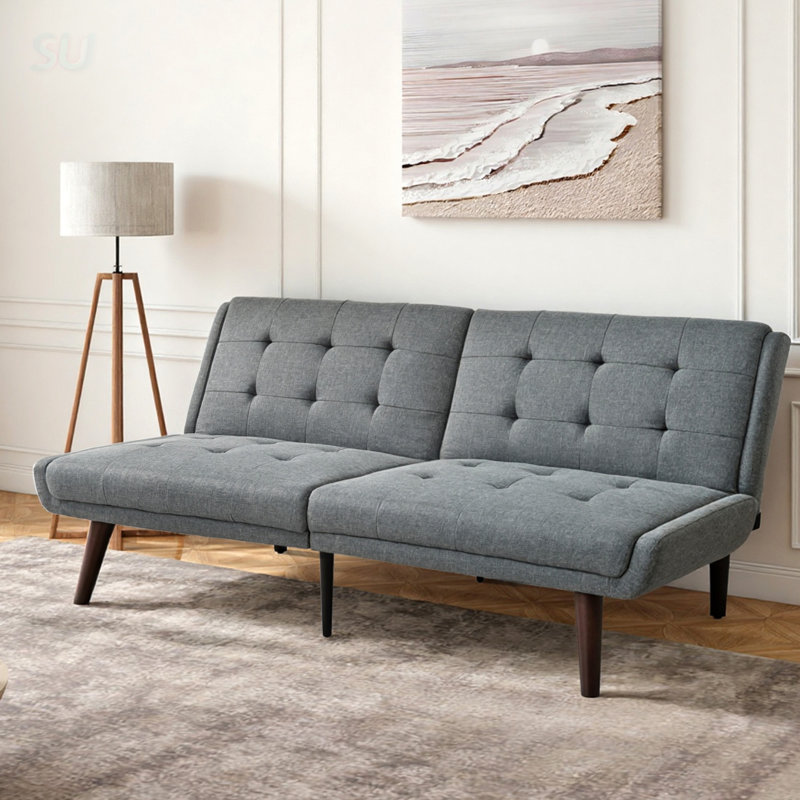 Canapé-lit futon convertible, canapé-lit de 63 pouces avec dossier réglable à 5 positions pour les petits espaces et les chambres d'amis