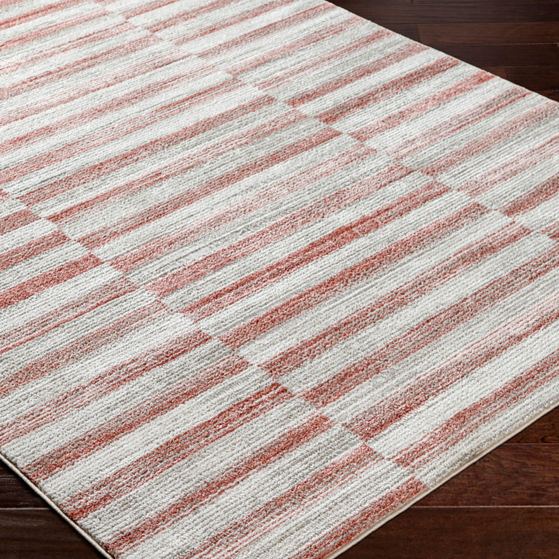 Pink Modern Rug, Striped Stain Resistant Easy to Clean Rug For Living Room, Dining Room, Bedroom, Kitchen