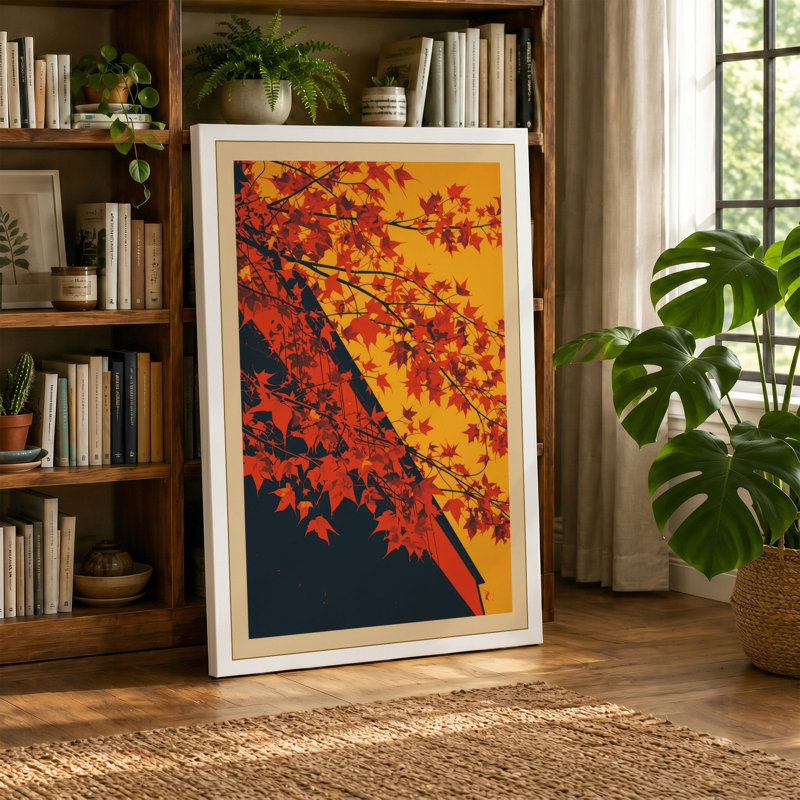 Autumn Maple Glory Botanical - Wrapped Canvas, 24x16 - 61.0 x 40.6 cm, Ochre Border