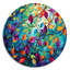 Multicolor Vibrant Vines I - Art abstrait rond en métal-109671200