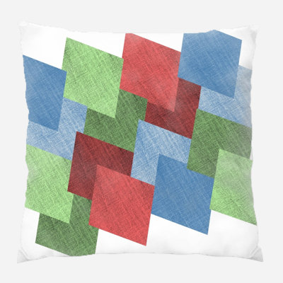 Denim Geometric Microsuede Reversible Throw Pillow